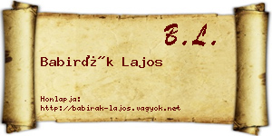 Babirák Lajos névjegykártya